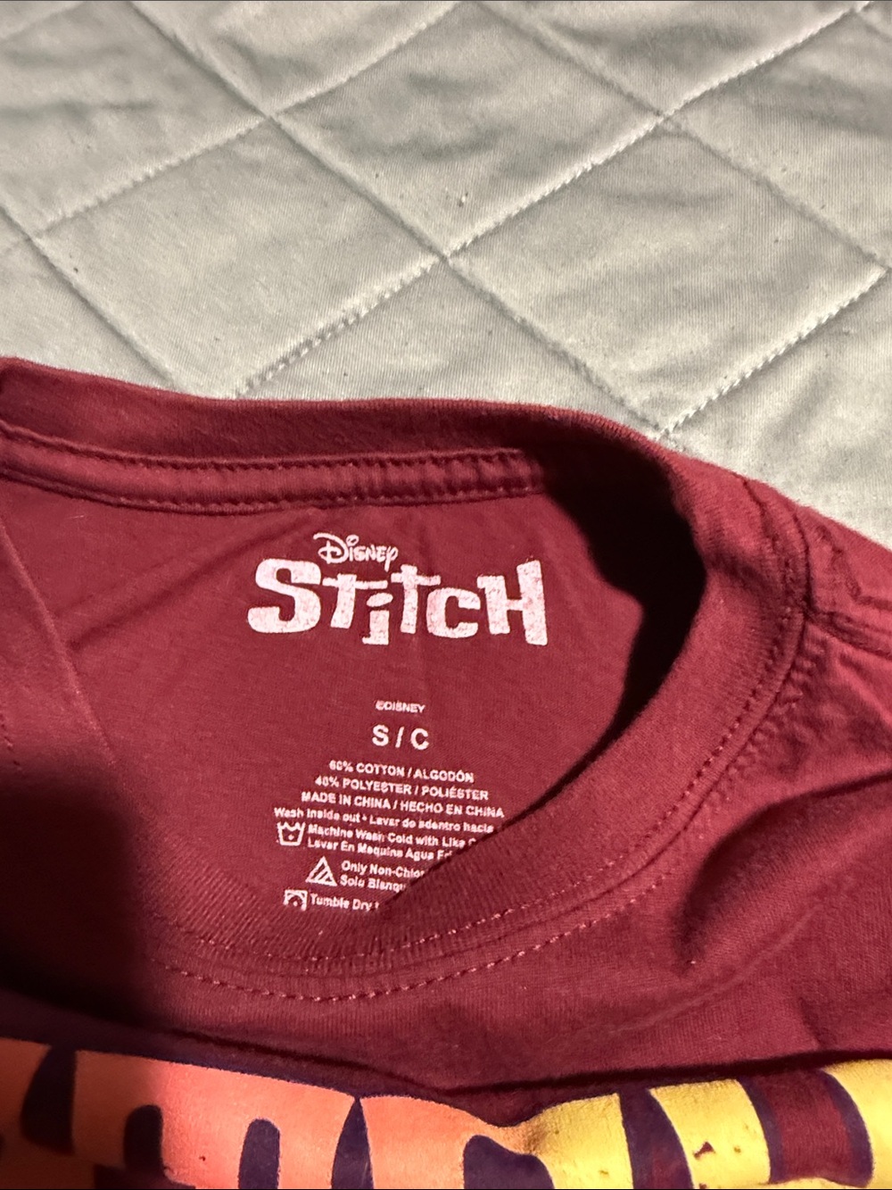 Disney Youth Stitch Surf Graphic Tee - Maroon with Blue & Pink Accents - Picture 2 of 6